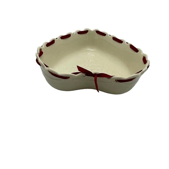 Longaberger Sweetest Heart Pottery Dish With Plastic Protector Mothers Day - Picture 8 of 16